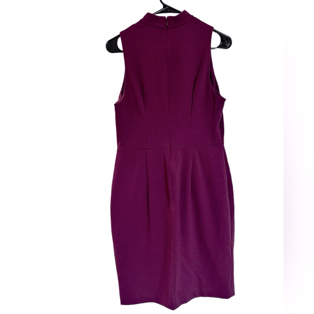 CLASSIQUES ENTIER Italian Ponte Knit Sheath Dress Sleeveless Burgundy Size 12 - Picture 4 of 12
